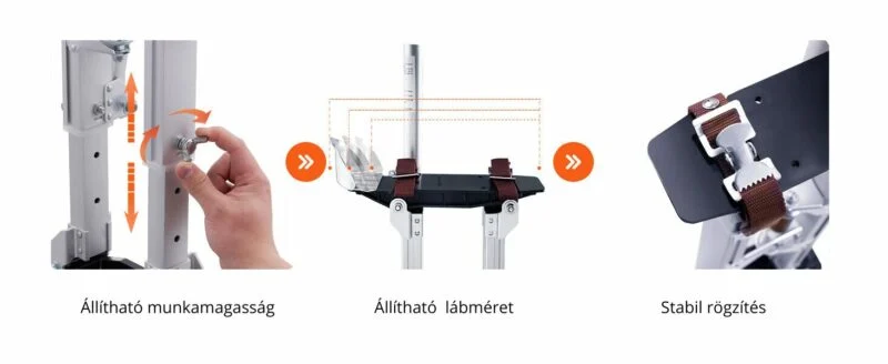 Könnyű, állítható magasságú, puha PVC párnákkal ellátott bandázsoló, festő gólyaláb.